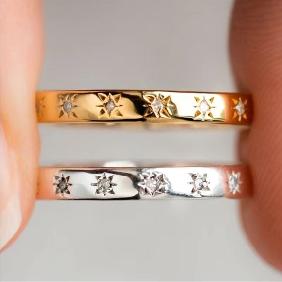 New Gorgeous 18K Gold Plated Stacking Diamond Band Ring - Picture 8 of 8